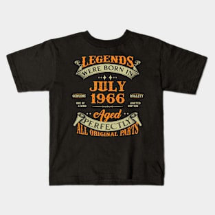 57th Birthday Gift Legends Born In July 1966 57 Years Old Kids T-Shirt